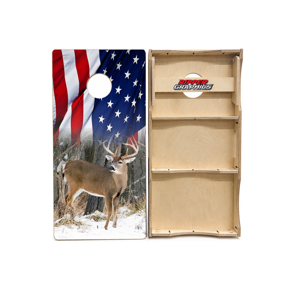 American Flag Deer Cornhole Design product photo