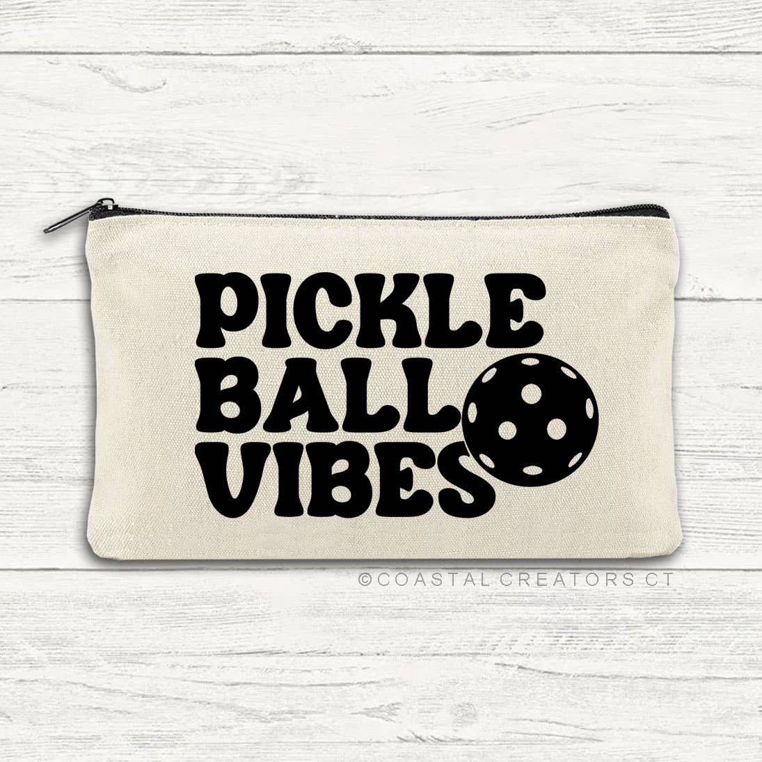 Pickleball Vibes Beige Canvas Bag