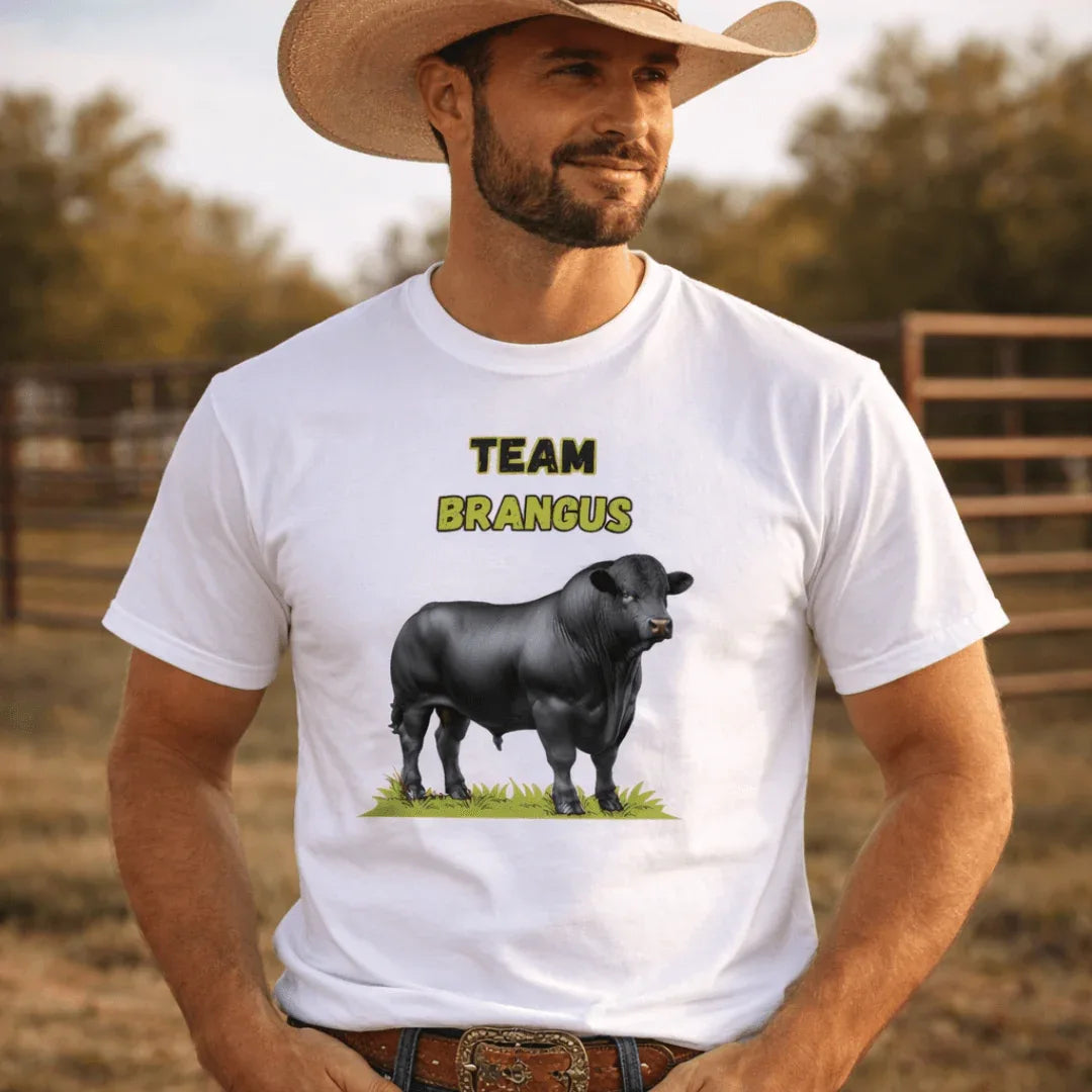 Brangus Cattle Farmer Tee — Team Brangus Livestock Show T-Shirt