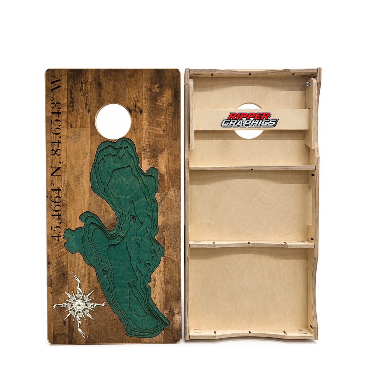 Burt Lake Topography Cornhole Design product photo