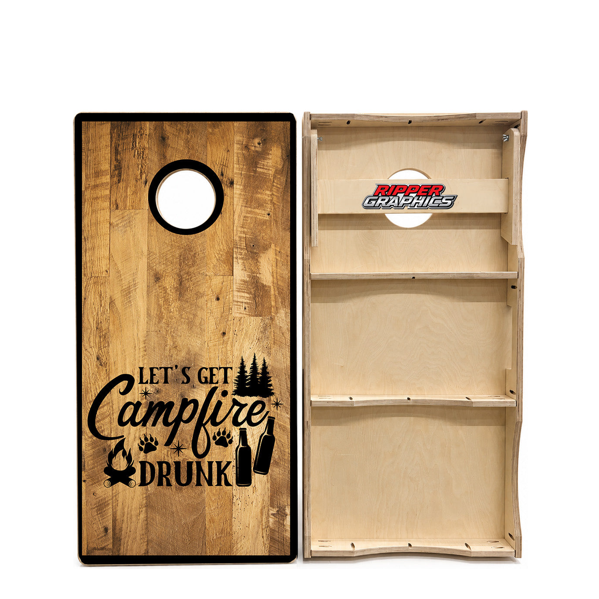 Camp Fire Drunk Cornhole Design product photo