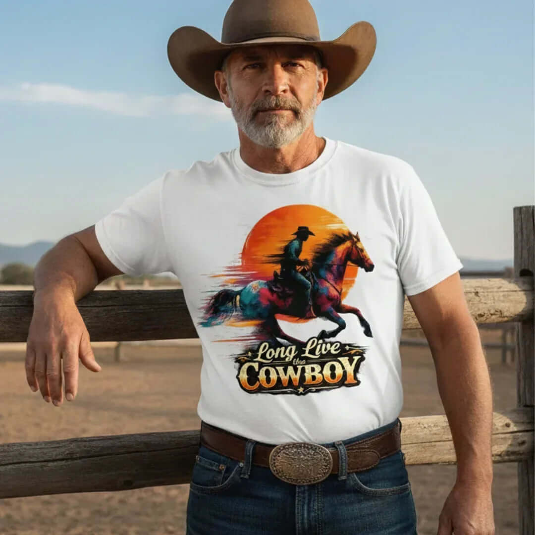 Long Live the Cowboy, Western Horse T-Shirt for Men