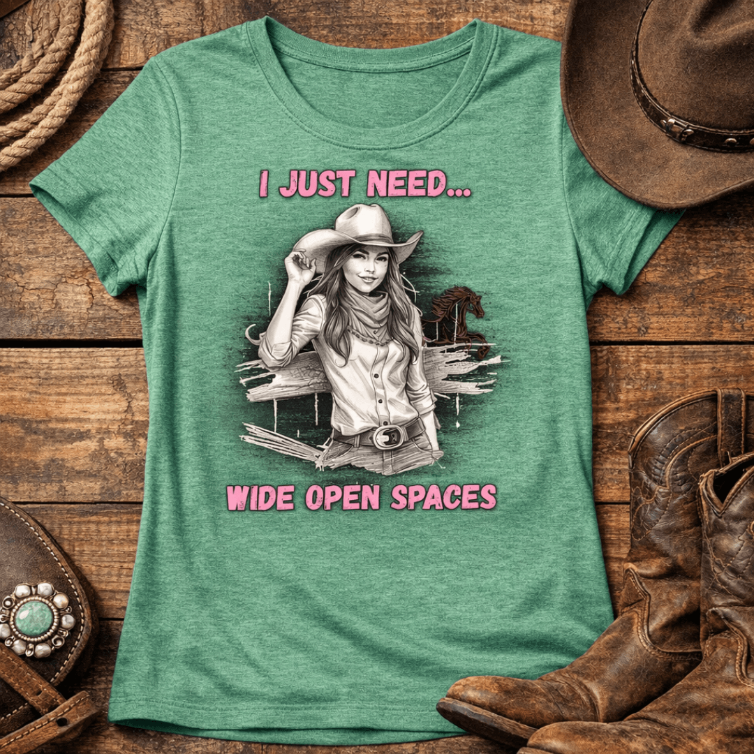 Cowgirl Graphic Tee, I Just Need Wide Open Spaces T-Shirt