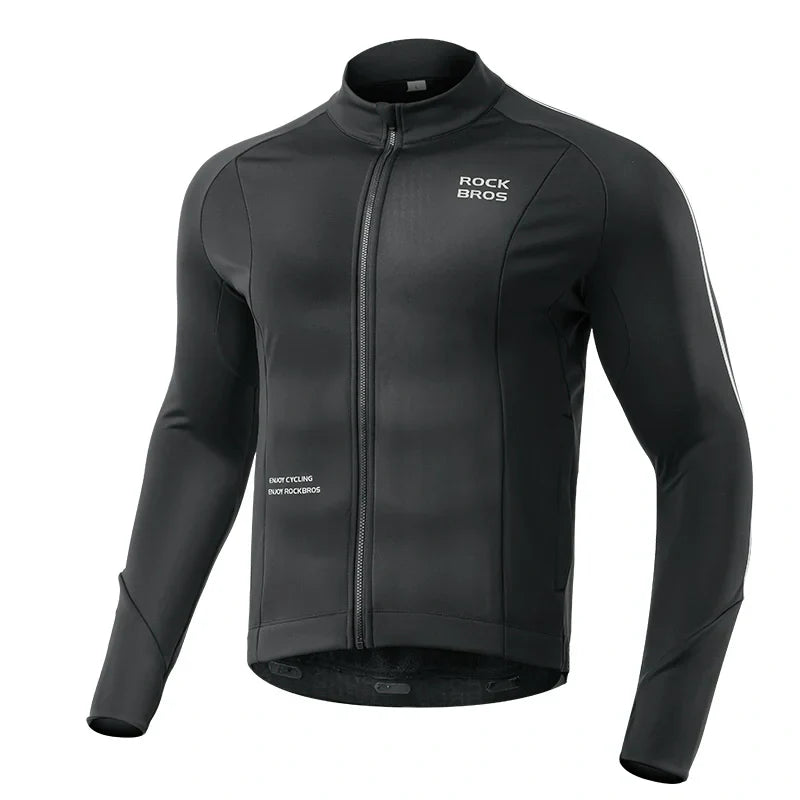Men’s Cycling Fleece Jersey Long Sleeve for 32–50°F