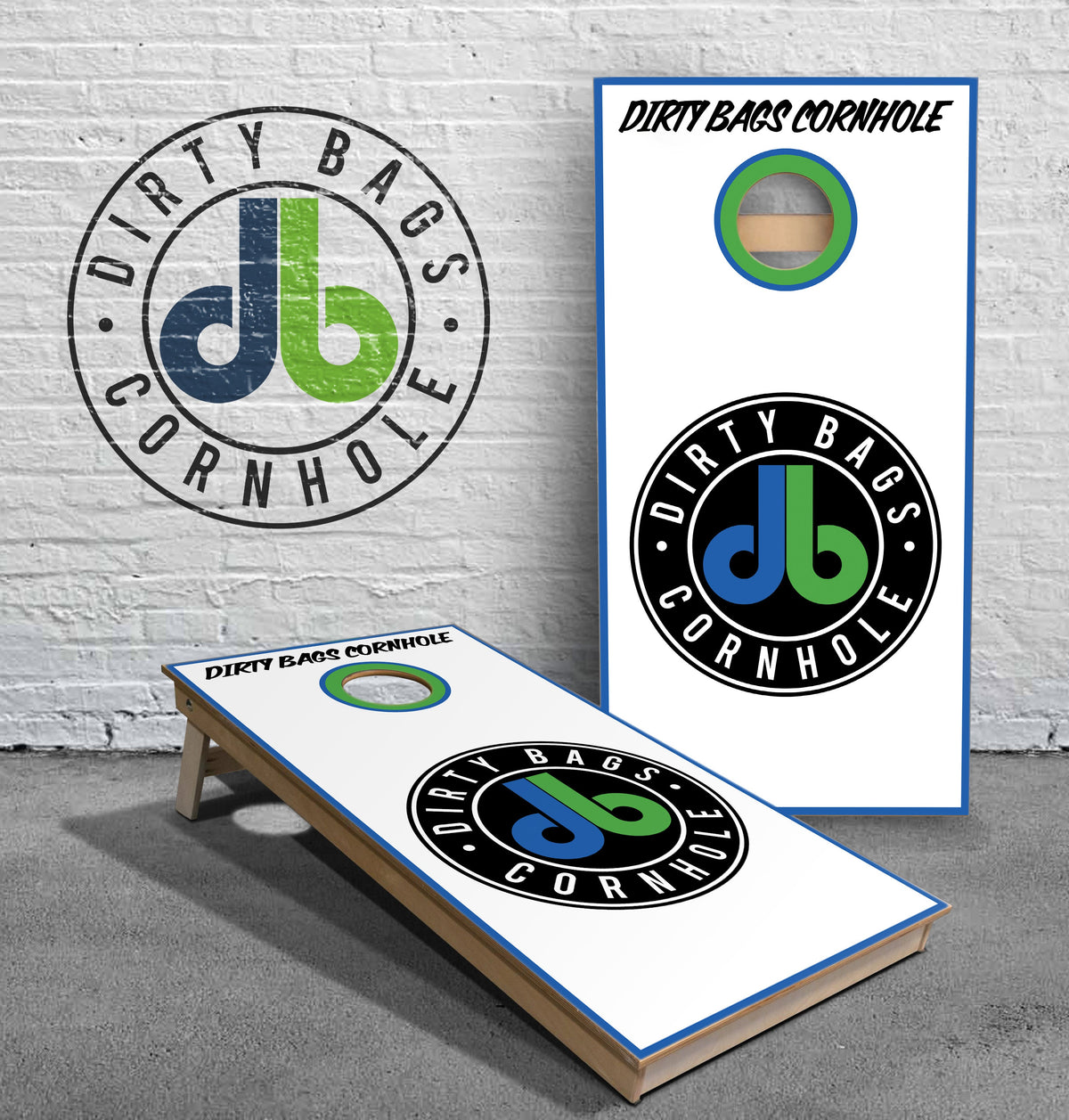 Cornhole Boards - White DB Badge Boards