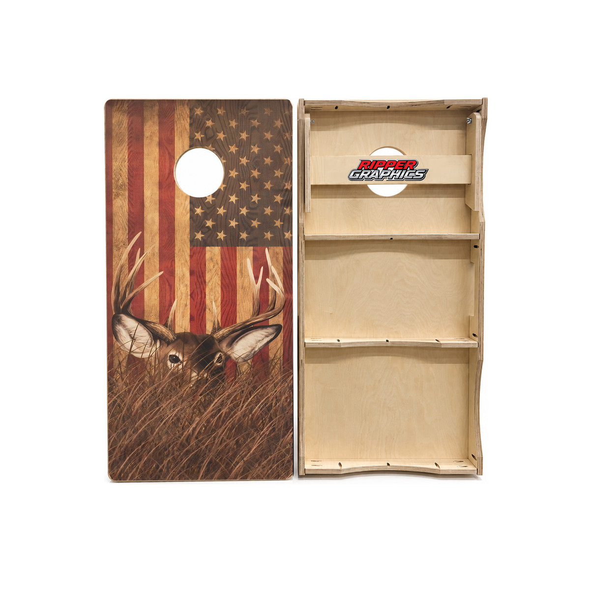 Deer American Flag Cornhole Design product photo