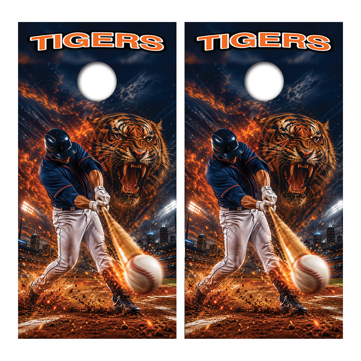 Detroit Tigers Baseball Inspired Cornhole Design - Corn5225 - Great Call Athletics