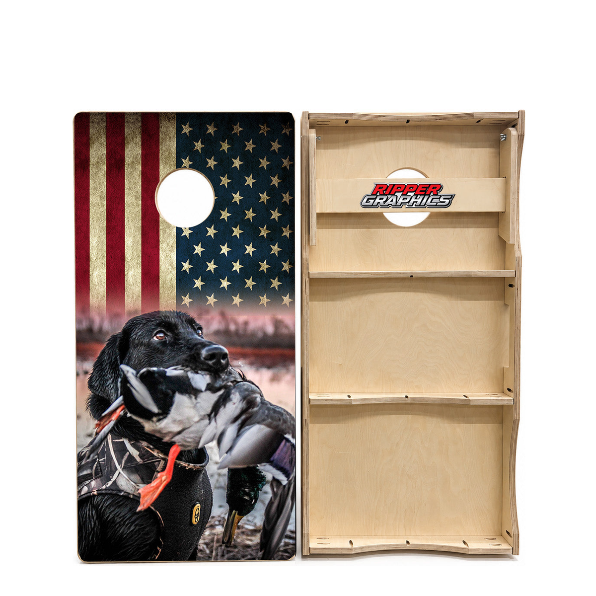 Duck Hunting Labrador Retriever Cornhole Design product photo