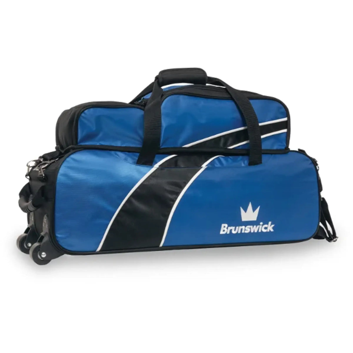Brunswick Edge 3 Ball Tote Roller With Shoe Pouch Blue Bowling Bag