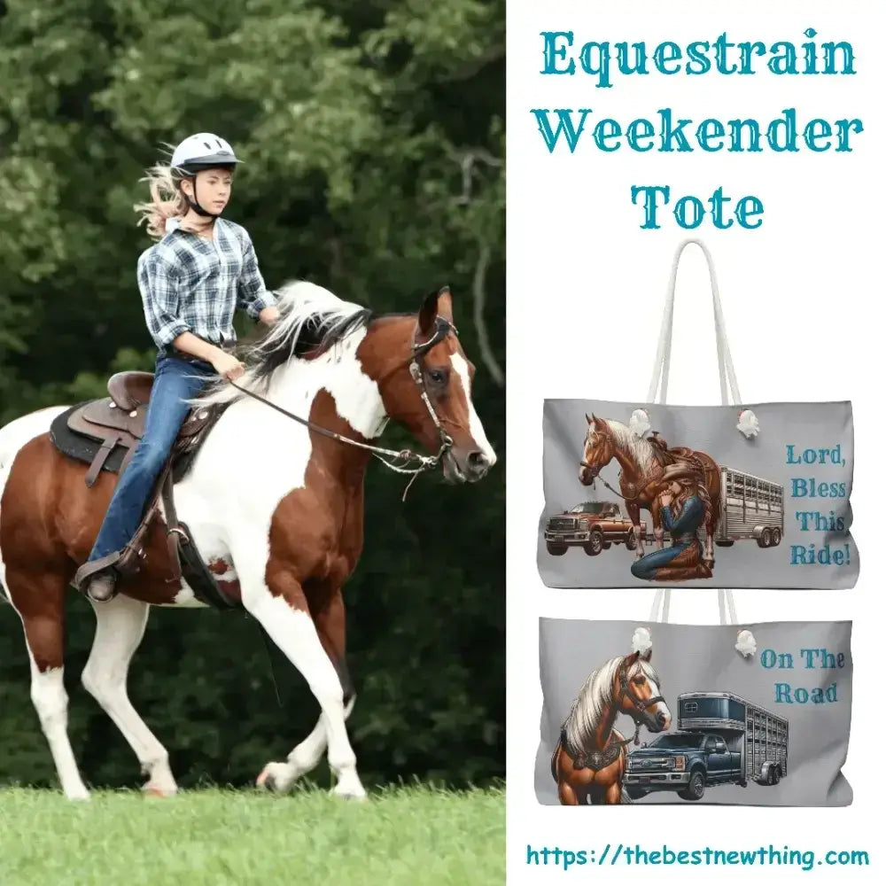 Equestrian Weekender Bag, Horse Luggage Tote, Horse Travel Bag 24x13