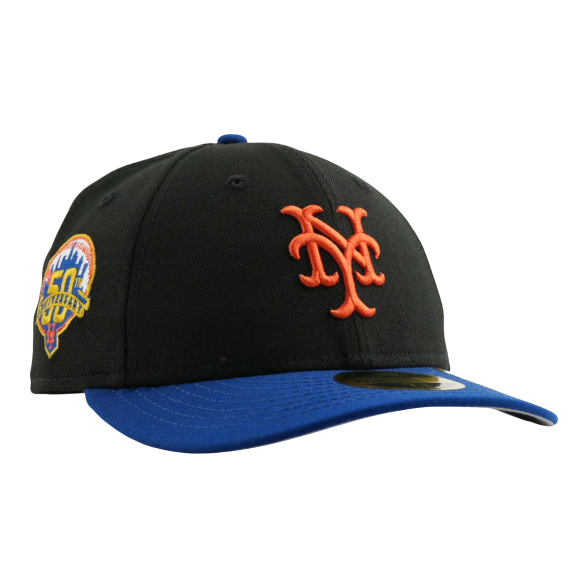 New Era 59FIFTY MLB New York Mets 50th Anniversary Low Profile Men's Fitted Hat — Black/Royal Wool