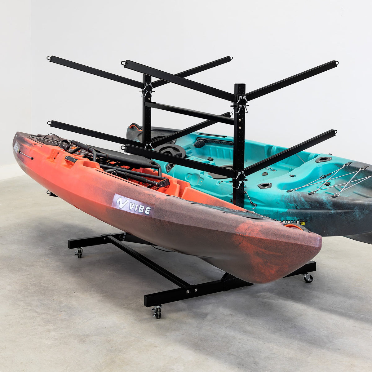 G-Watersport 6 Kayak & Canoe Rack | 6 Levels With Wheels | Double-Sided | Black