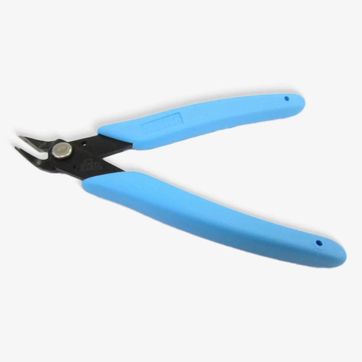 Angled head cutter tool with precision cutting jaws and ergonomic handles designed for detailed trimming and cutting tasks.