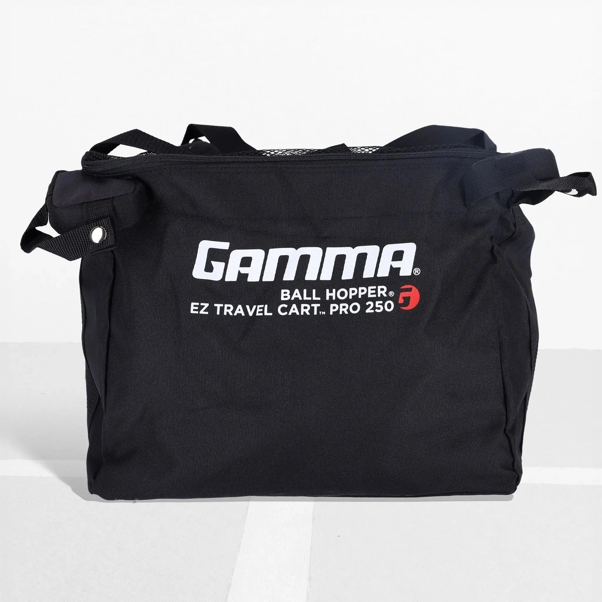 Large capacity travel cart bag with reinforced handles, zippered top, and spacious interior for carrying balls and equipment.