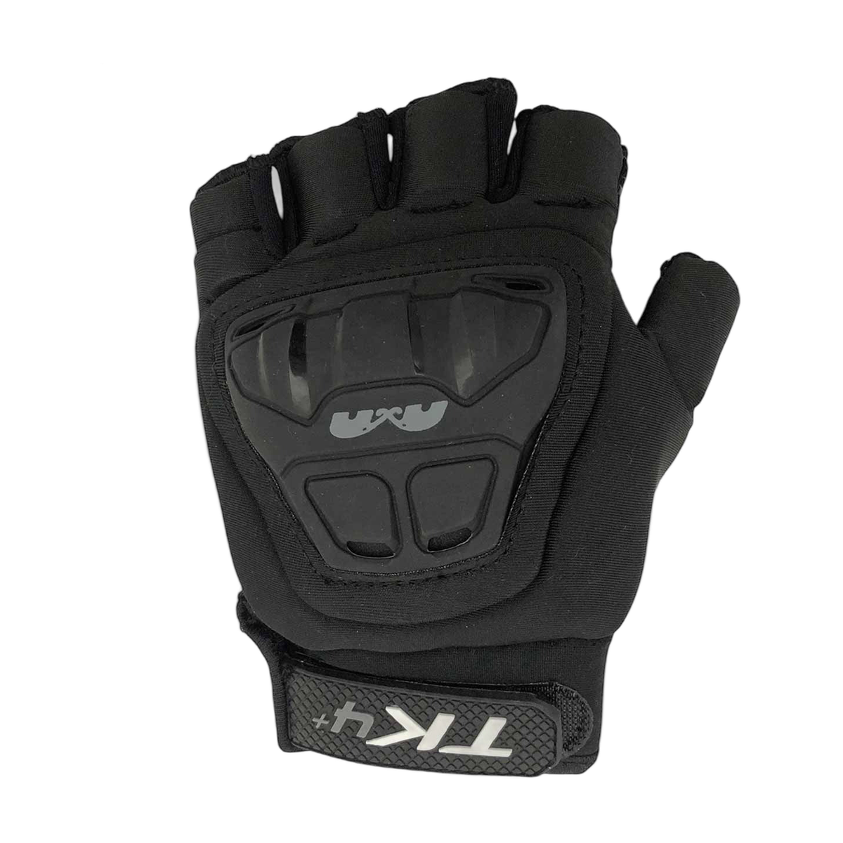 TK4 field hockey glove for left hand with hard-shell backhand protection and open finger design