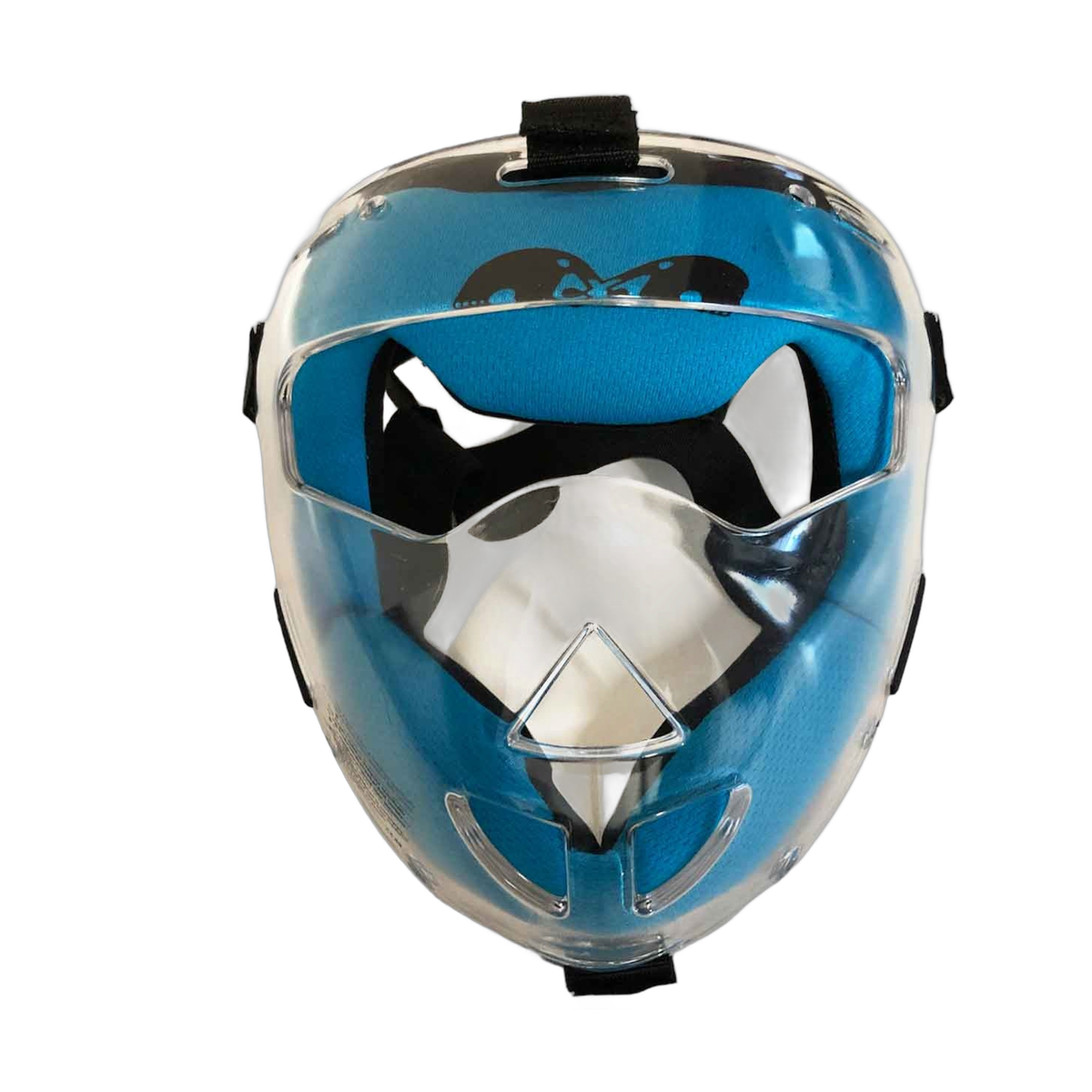 TK3 field hockey player face mask with clear outer shell, orange padded interior, and adjustable straps for protective wear during play