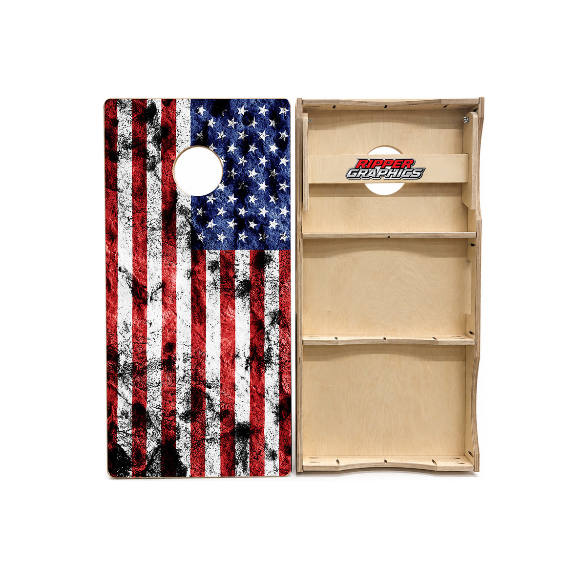 Grunge American Flag Cornhole Design product photo
