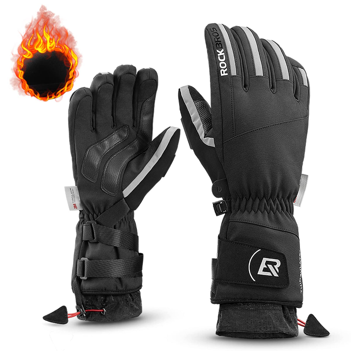 ROCKBROS Winter Ski Gloves Waterproof 3M Thinsulate Touch Screen Thermal Gloves for Men Women