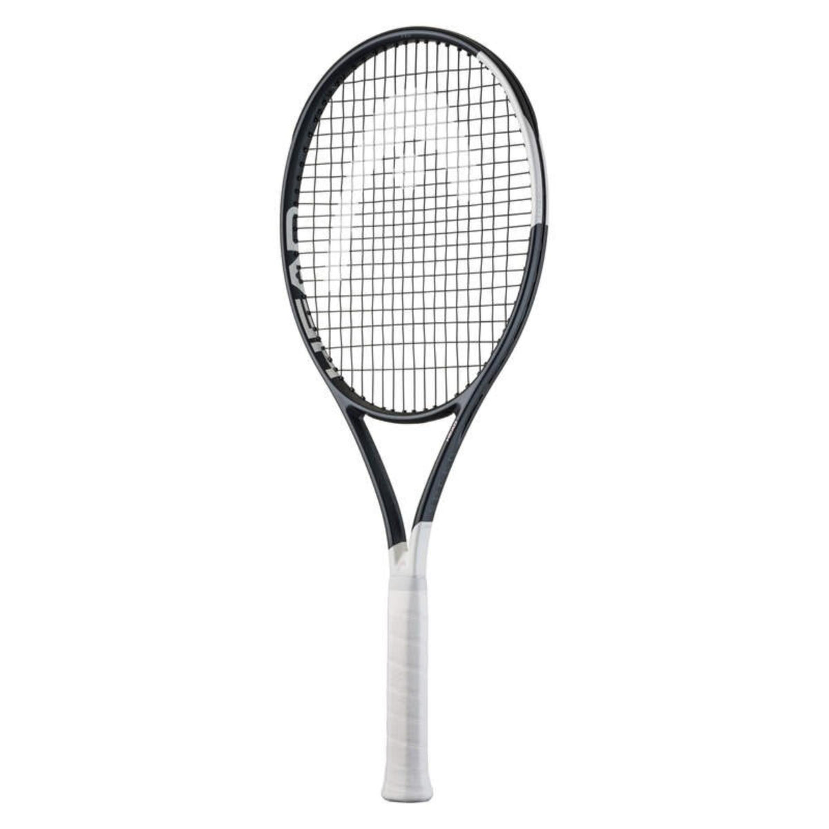 HEAD Speed tennis racquet with black frame, white grip, and white string pattern.