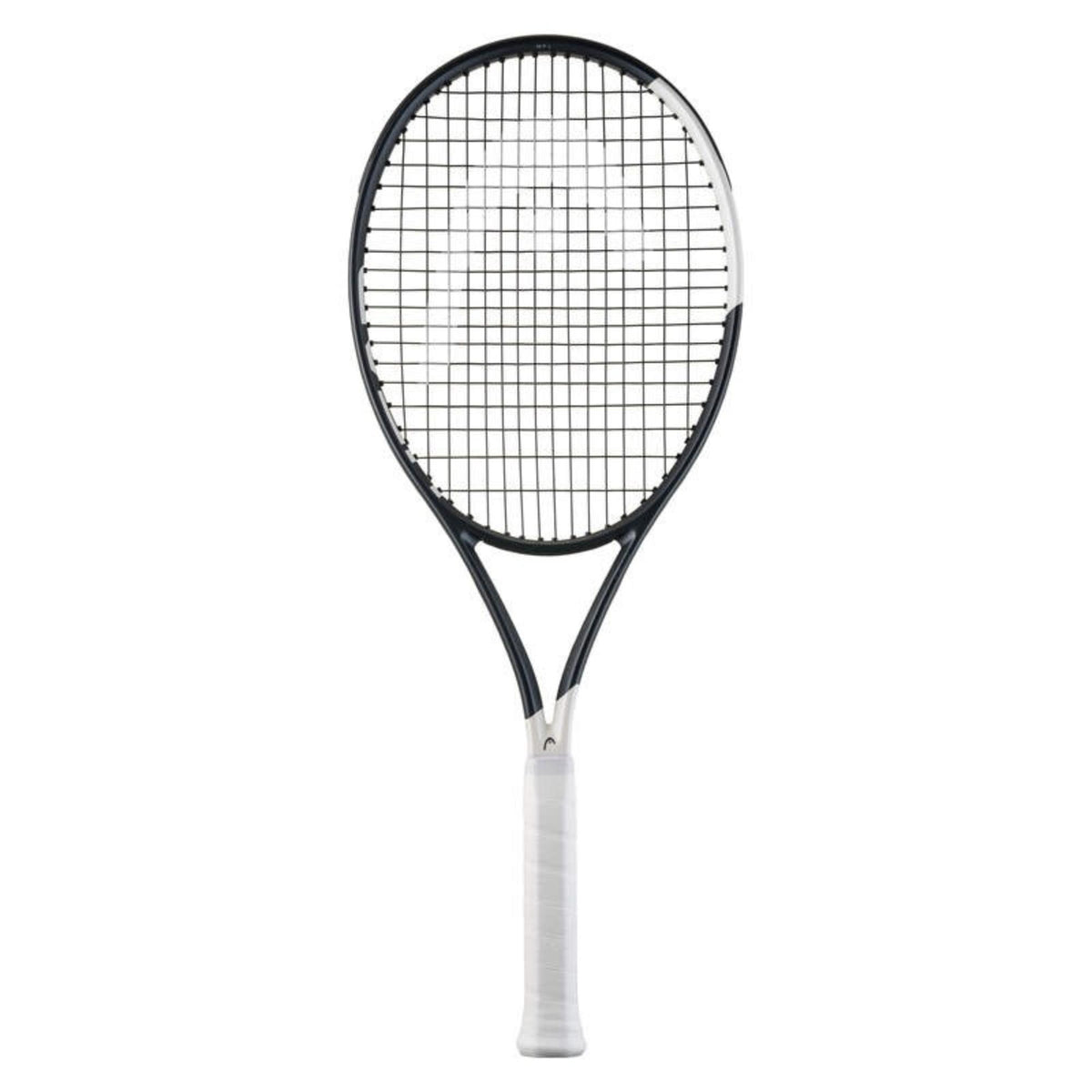 HEAD Speed TOUR 2026 tennis racquet with black and white frame, white grip, and HEAD logo on the strings, shown against a white background.