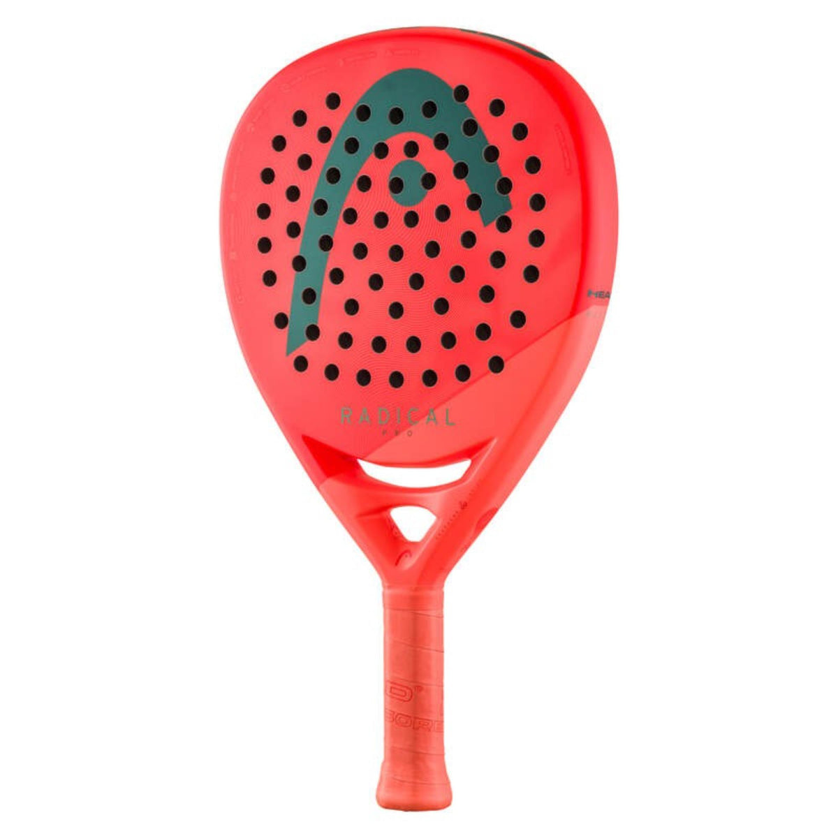 Head Extreme padel racket in navy and lime green, front view with perforated face and black grip.