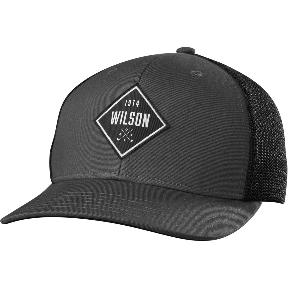 Wilson Golf 1914 snapback hat featuring a structured front panel with vintage-inspired Wilson Golf patch, breathable mesh back, and adjustable snapback closure for a classic look and comfortable fit on or off the course.