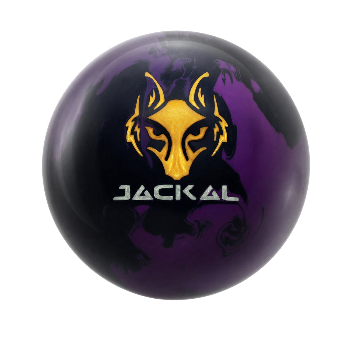 MOTIV Jackal Ghost V2 bowling ball in dark purple, purple, and black