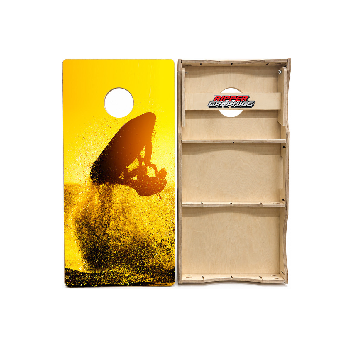 Jet Skiing At Dusk Cornhole Design product photo