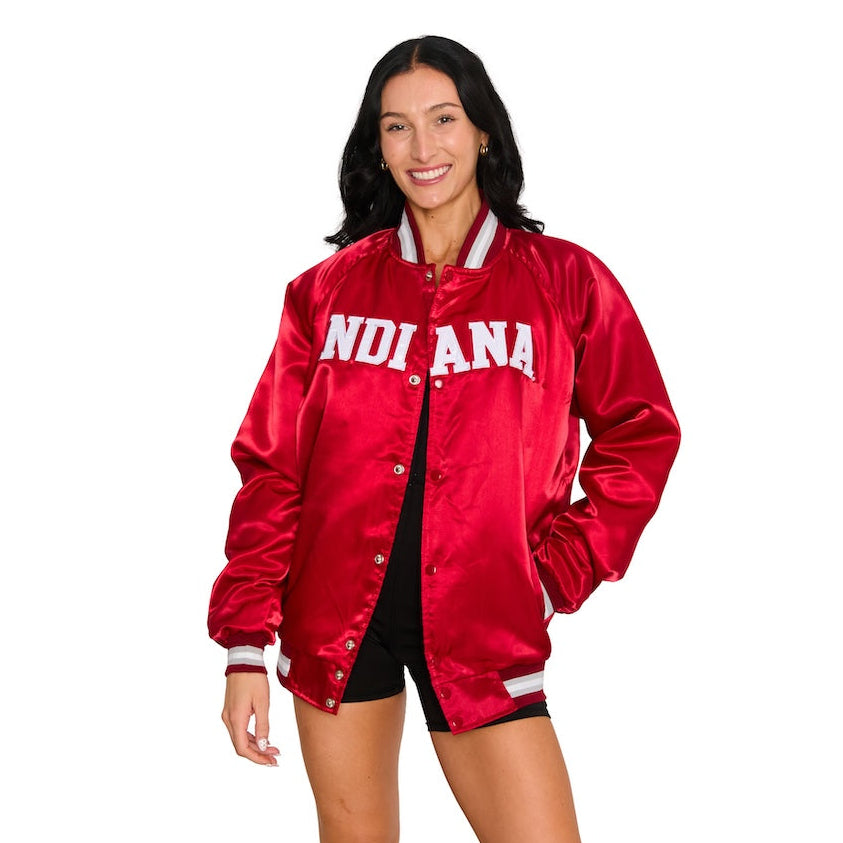 Indiana Hoosiers Satin Letterman Bomber Jacket