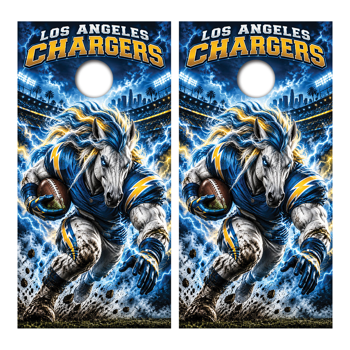 Los Angeles Chargers Football Inspired Cornhole Design - Corn5257 - Great Call Athletics