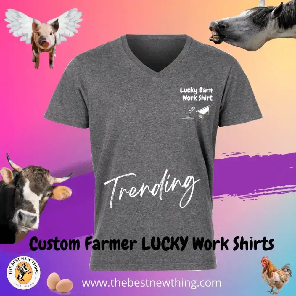 Lucky Barn Work T-Shirt, V-Neck Jersey Short Sleeve Tee