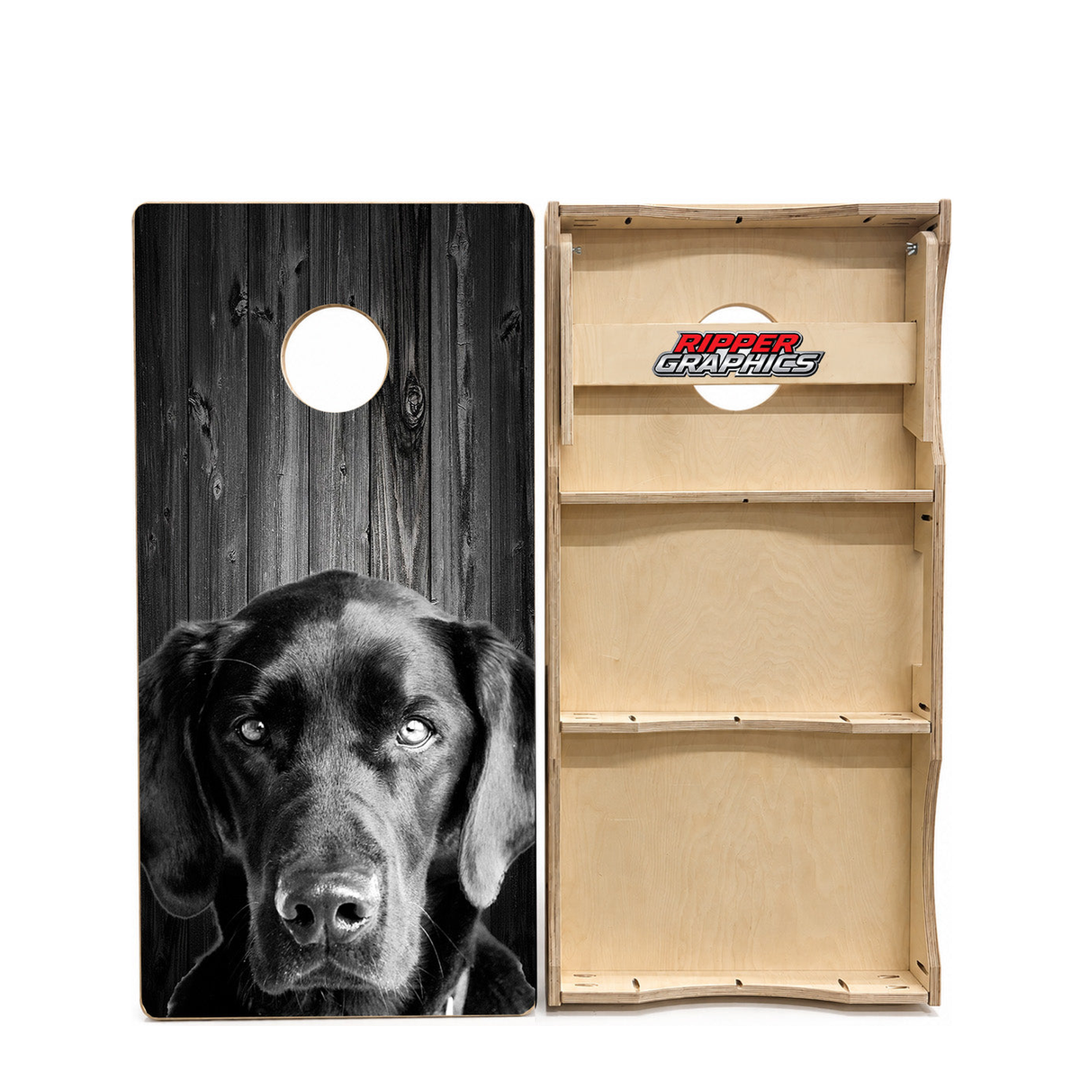 Man's Best Friend Black Lab Cornhole Design product photo