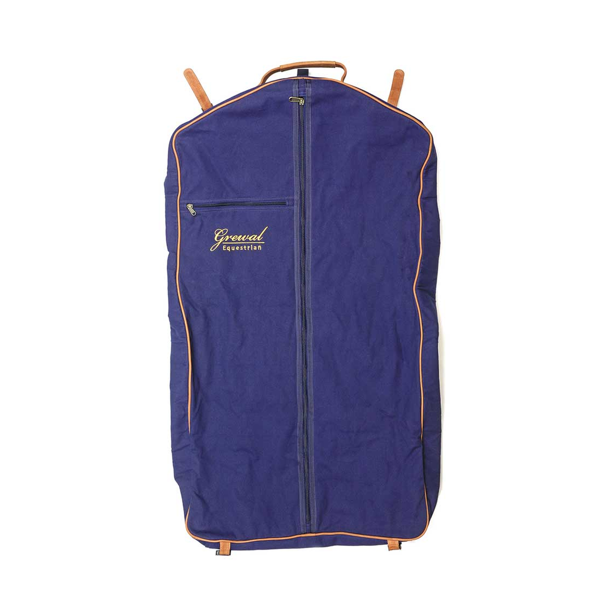 Navy Blue Garment Bag with Leather Trim product photo