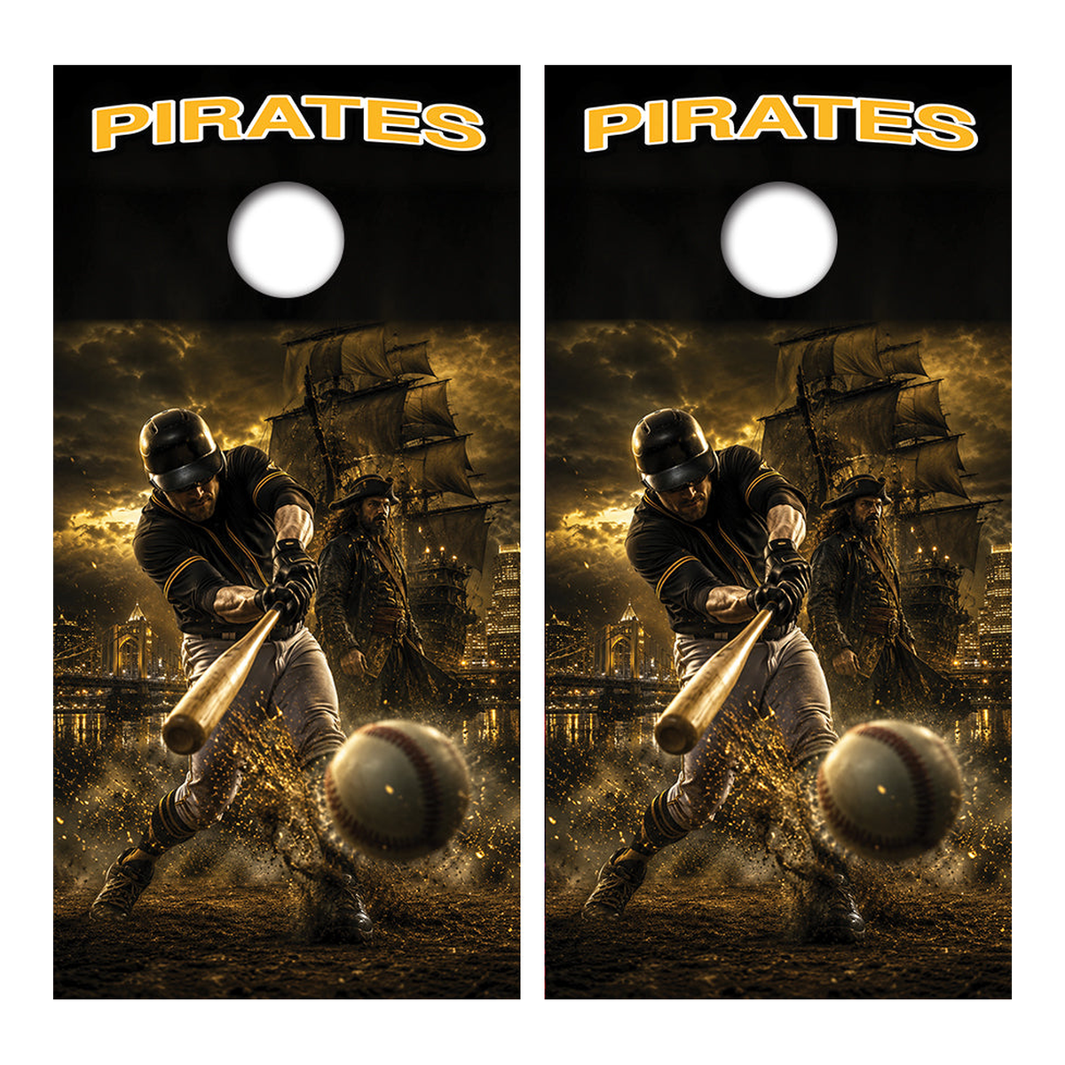 Pittsburgh Pirates Baseball Inspired Cornhole Design - Corn5235 - Great Call Athletics