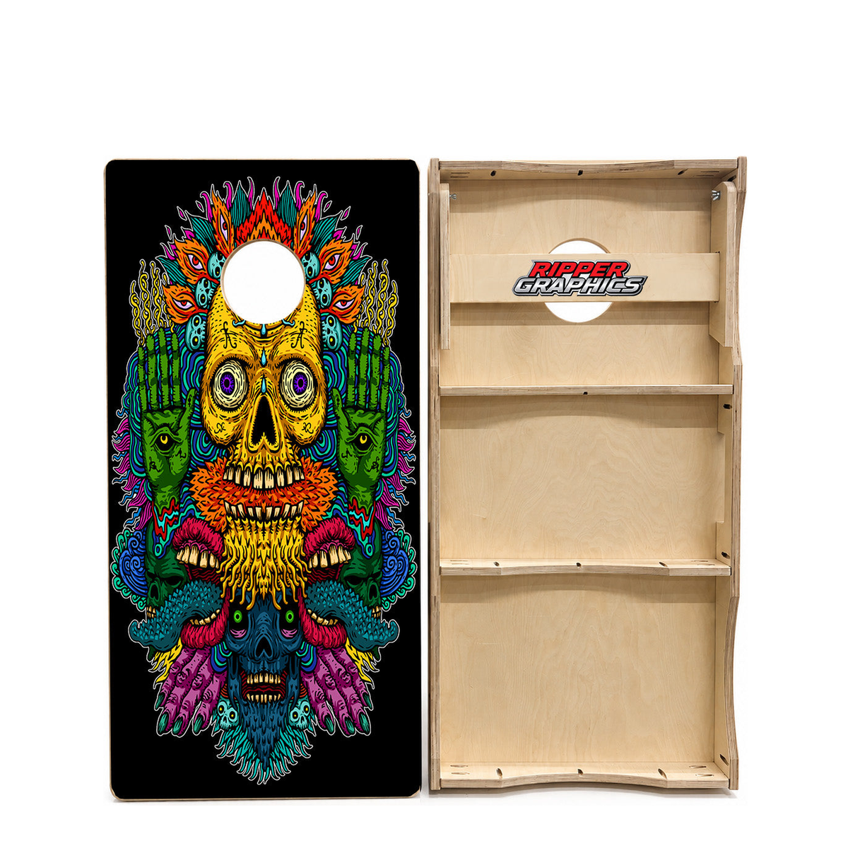 Psychedelic Skulls Cornhole Design product photo