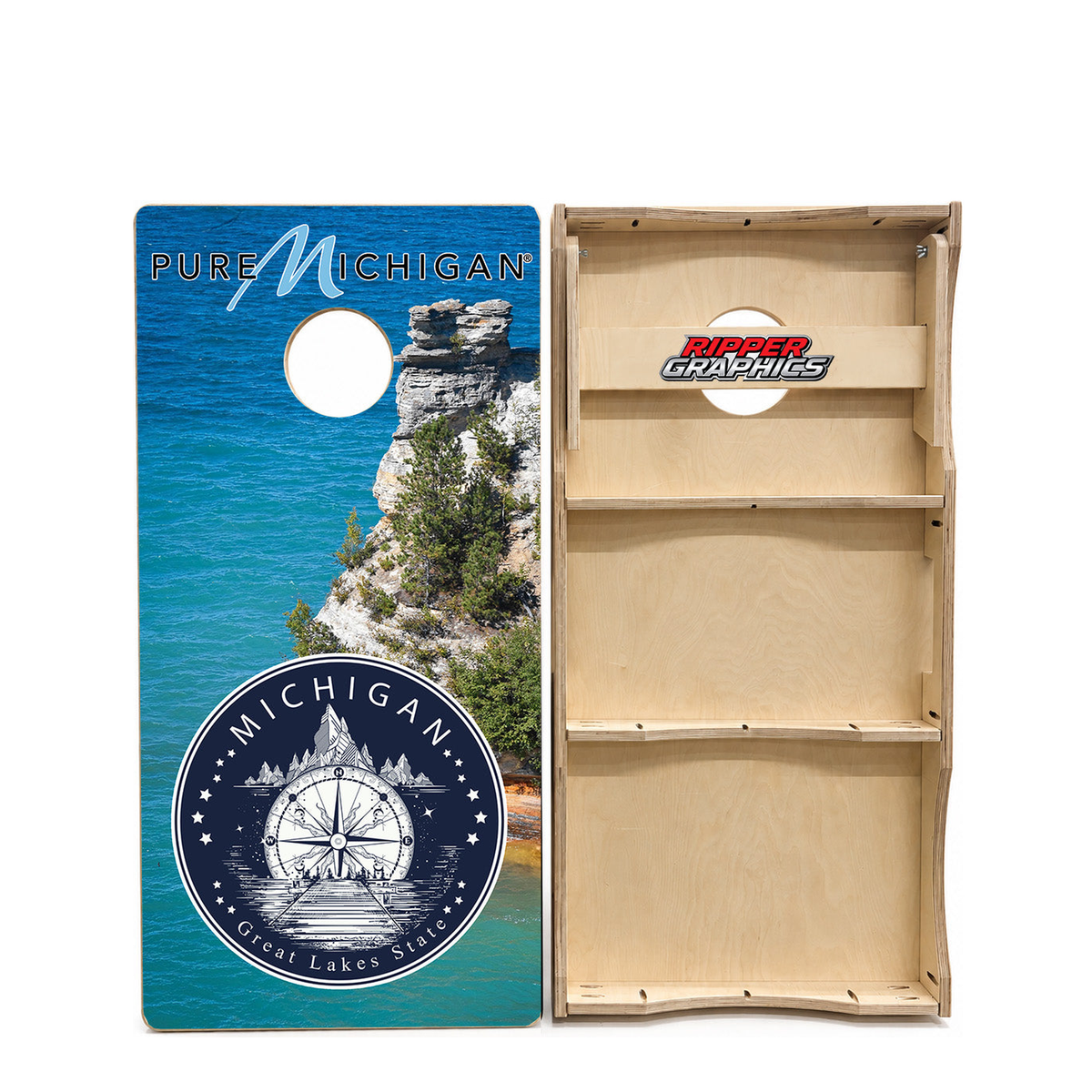 Pure Michigan Themed Cornhole Design product photo
