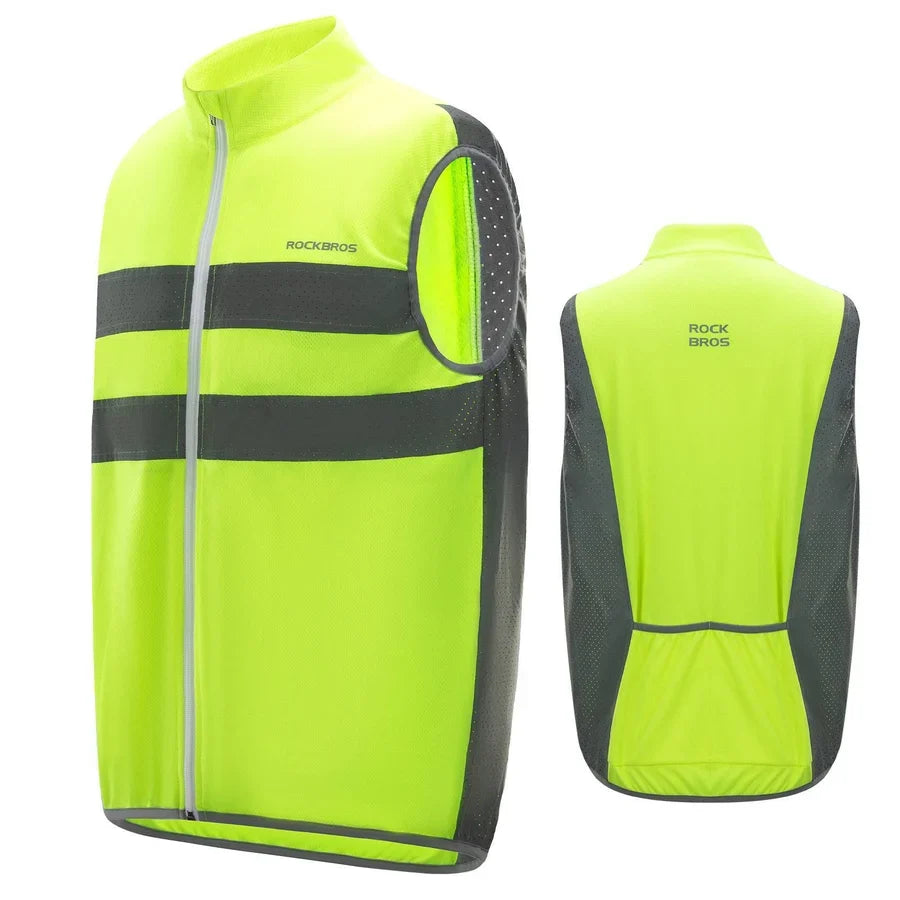 Rockbros Cycling Jacket Unisex Reflective Vest Breathable Night Running Vest Cycling Safety Warning