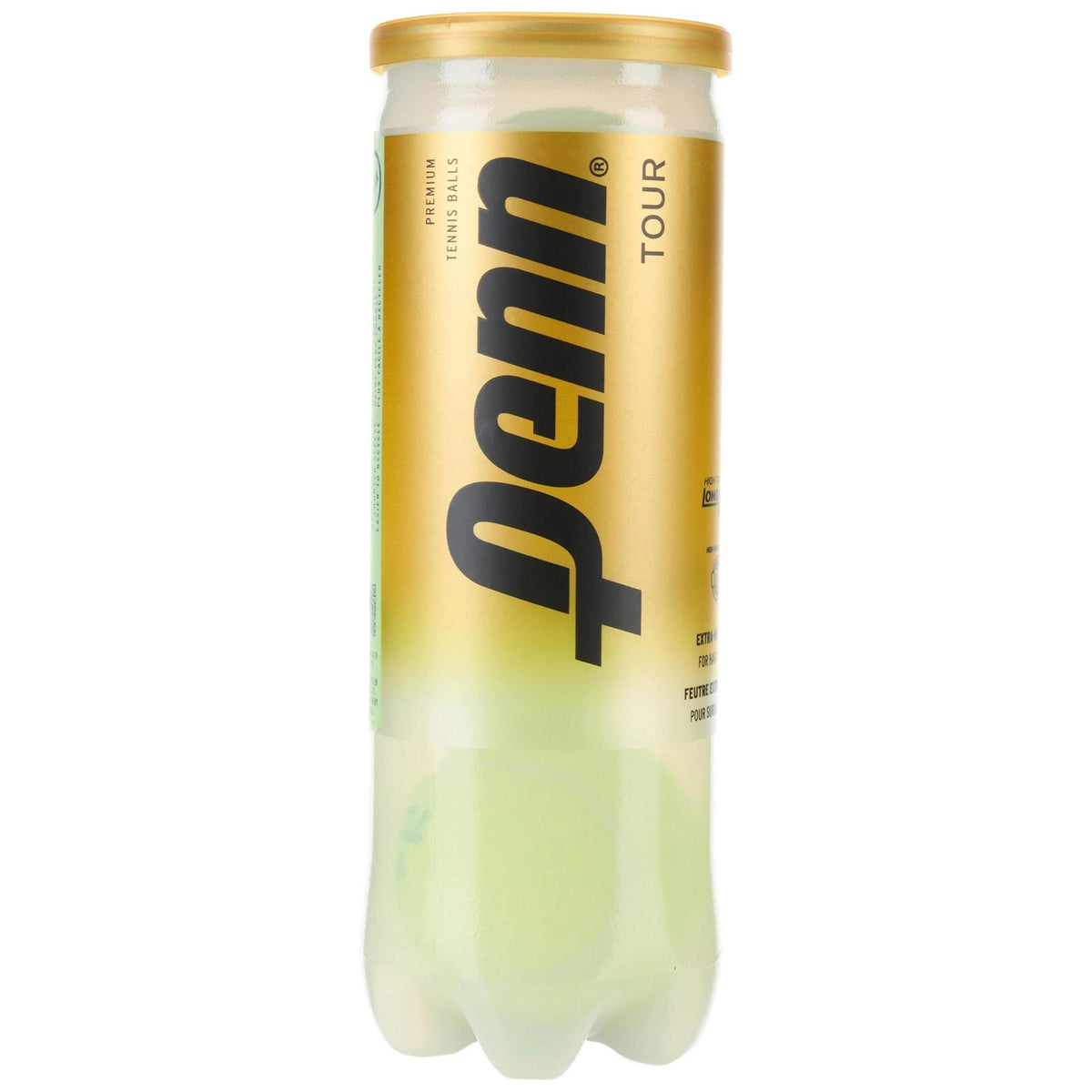Can of Penn Tour extra duty tennis balls containing three balls.