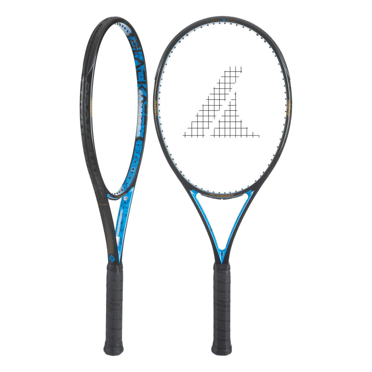 Tennis racket with a mid-plus head size, open string pattern, and cushioned grip designed for enhanced control, comfort, and power on the court.