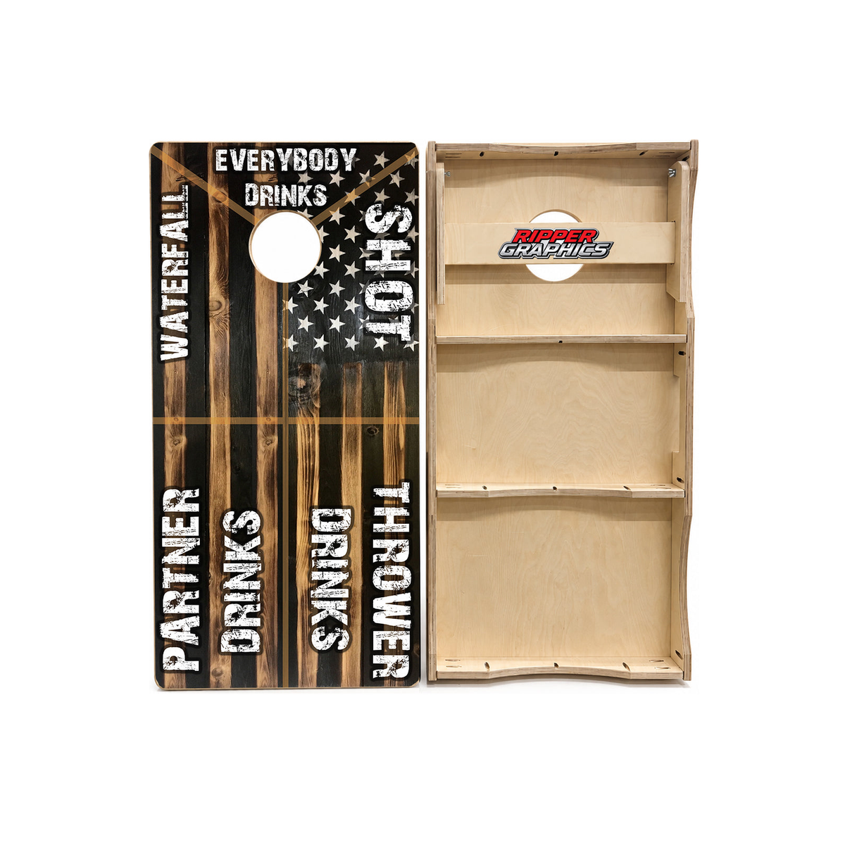Rustic Flag Drinking Game Cornhole Design product photo