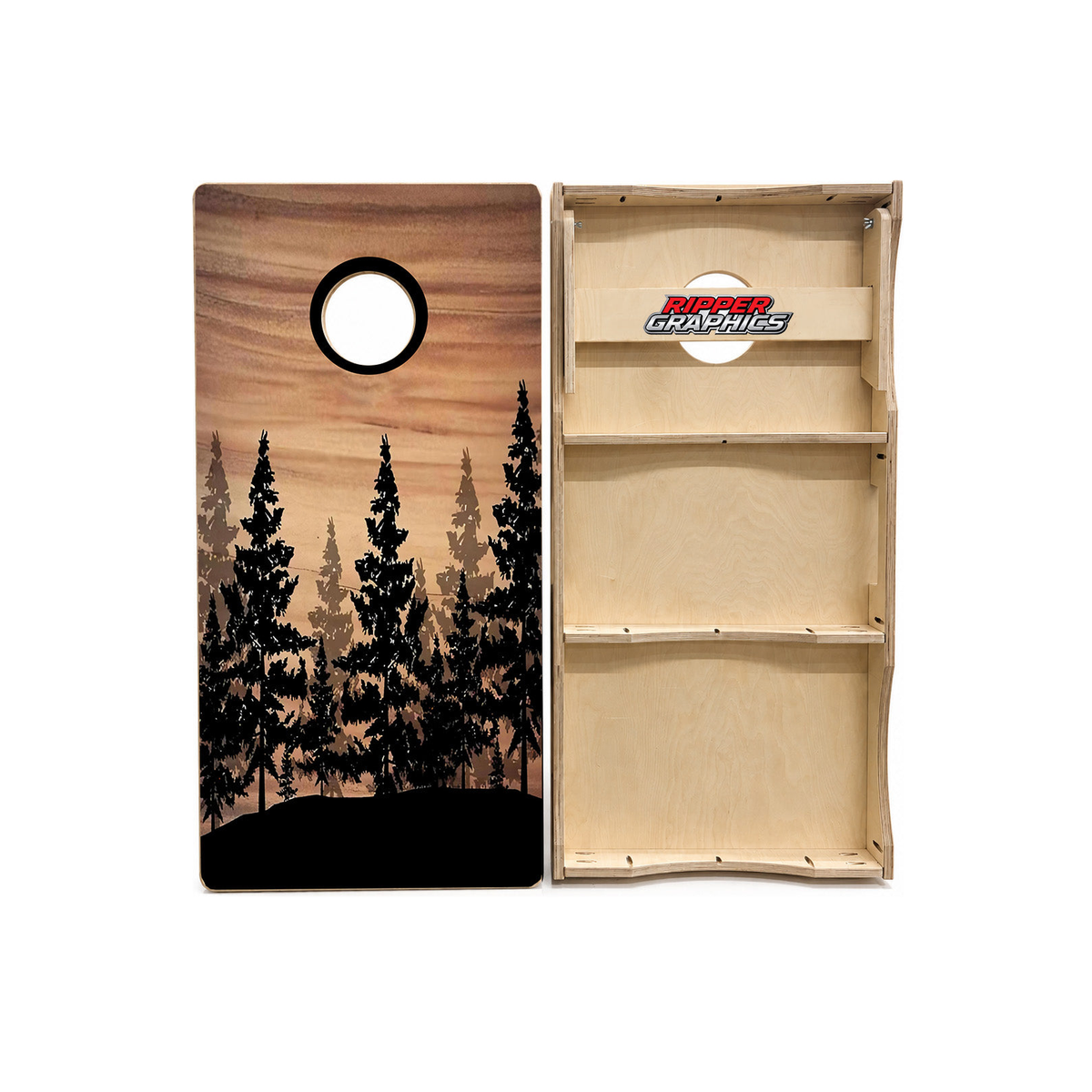 Rustic Pine Forest Cornhole Design product photo