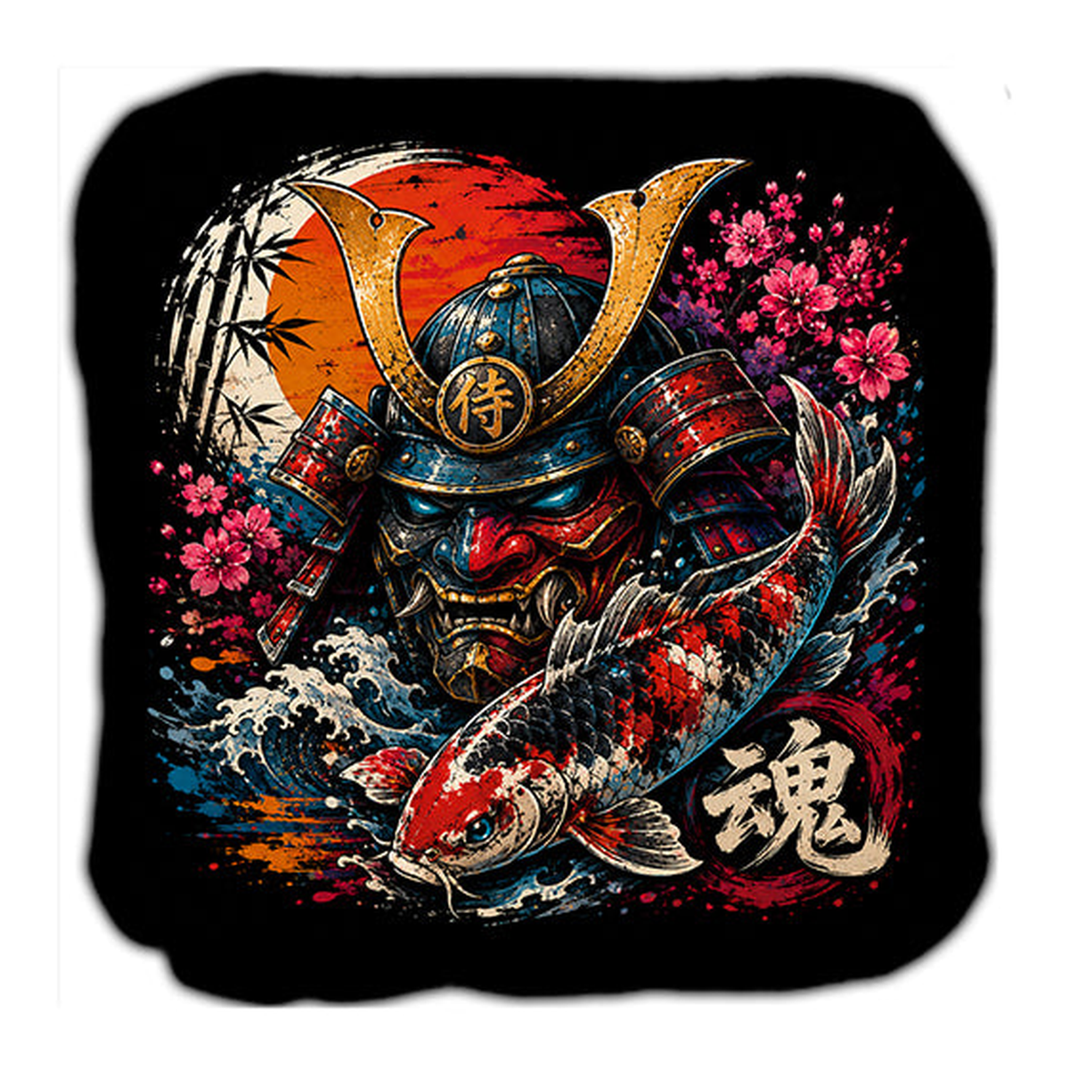 Samurai and Koi Fish Cornhole Bags Set of 4 product photo