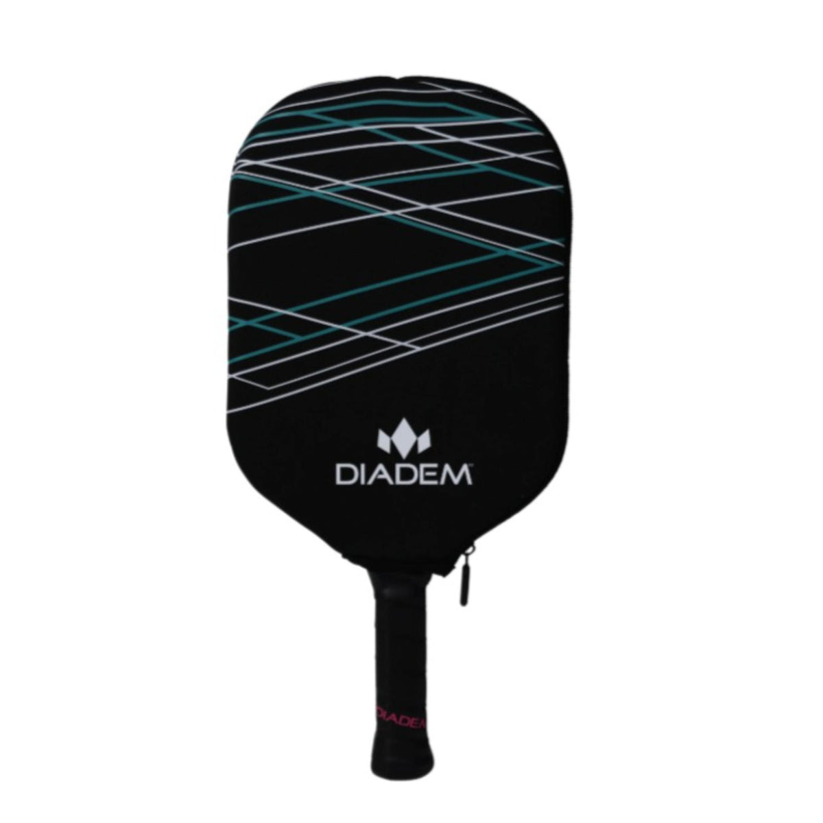 Diadem paddle cover with a zippered design and large front logo, shown fitted over a paddle with handle visible.