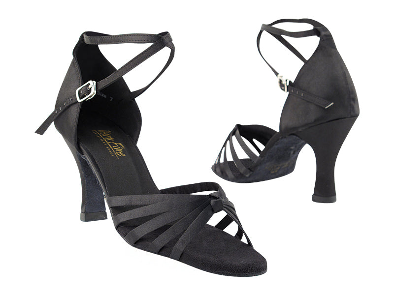 Very Fine 6005 Ballroom Shoes in Black Satin - pair view