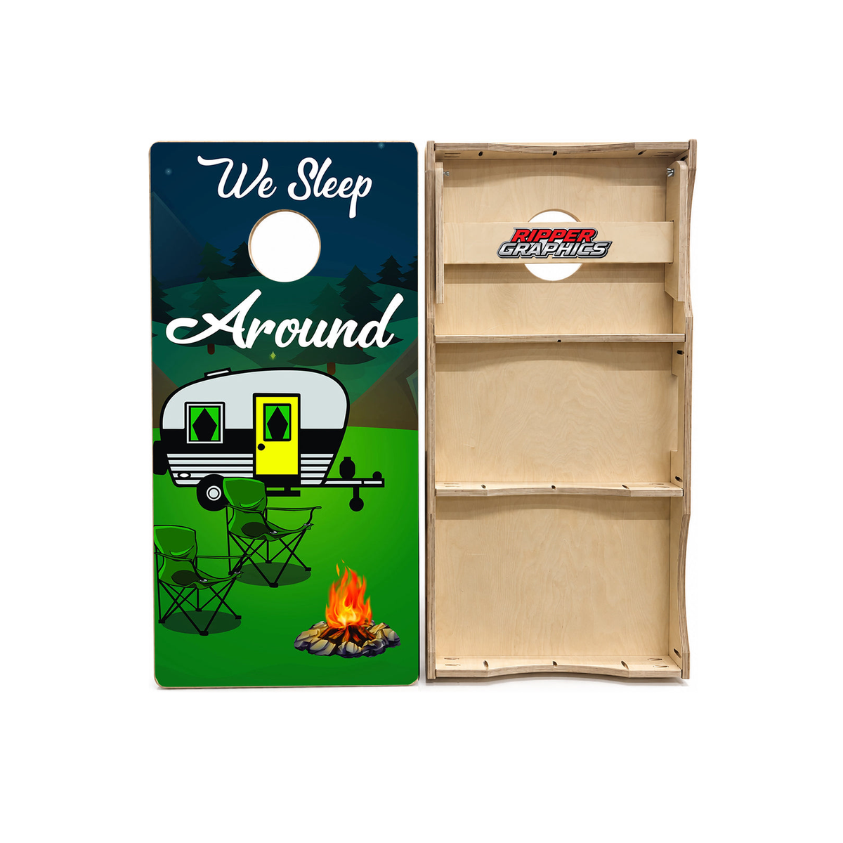 We Sleep Around Cornhole Design product photo