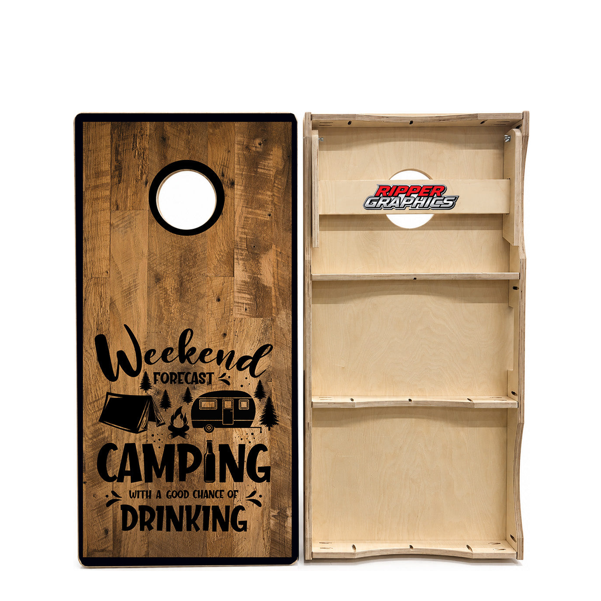 Weekend Camping Drinking Cornhole Design product photo