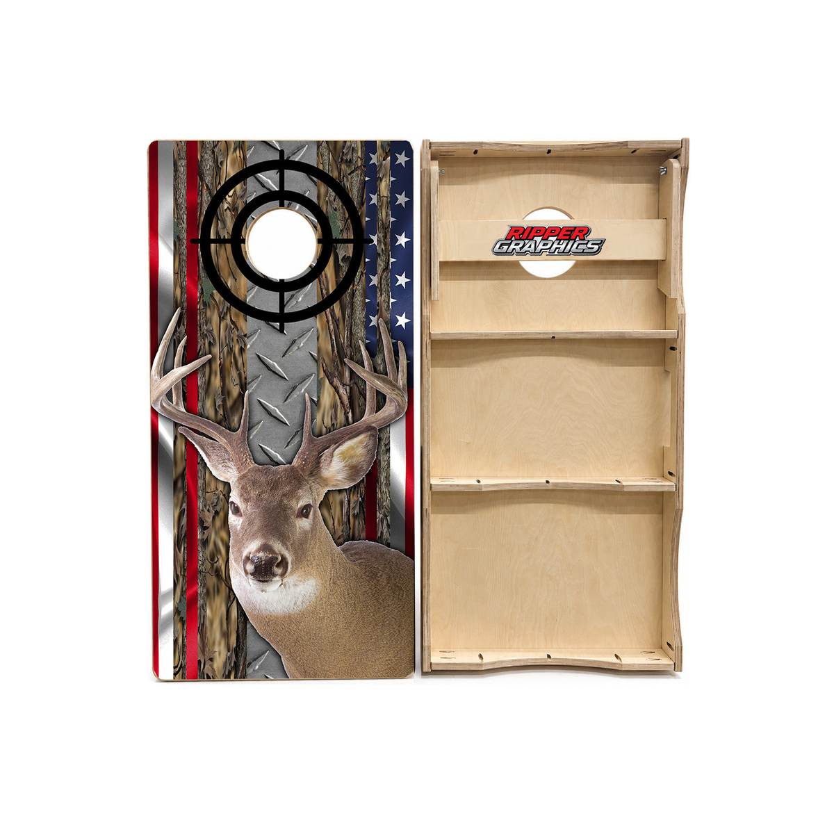 Whitetail Deer Buck Flag Cornhole Design product photo