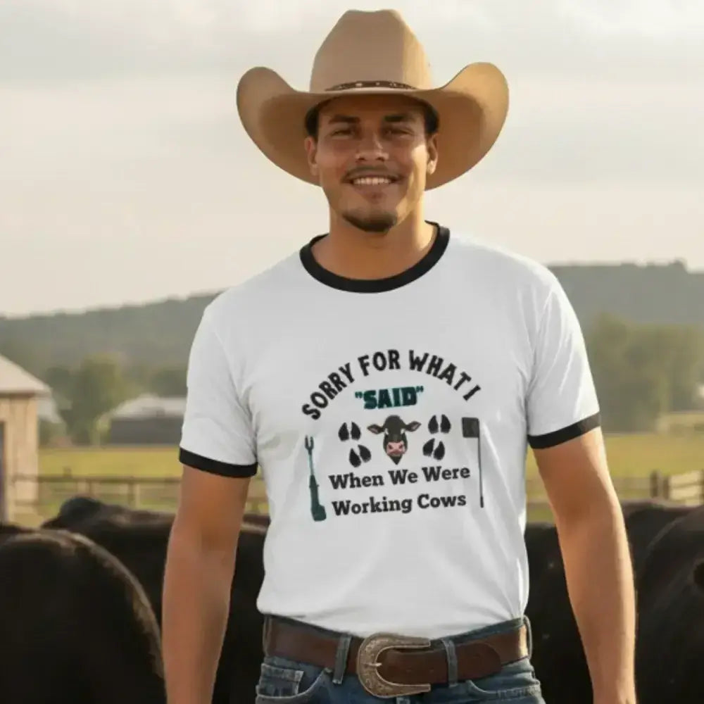 Working Cow's Funny T-Shirt, Apology Humor Tee, Farmer Apparel