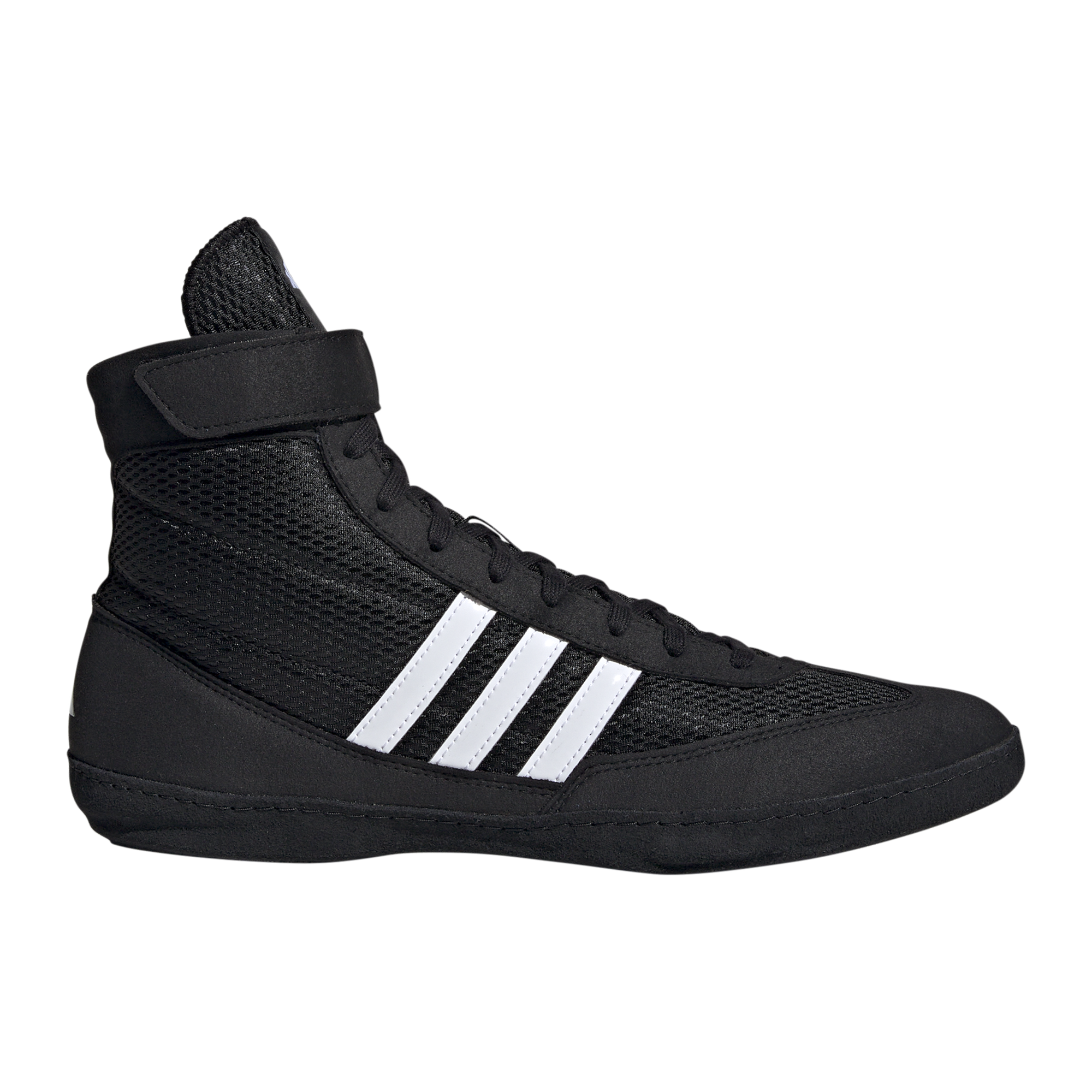 Adidas Combat Speed 4 wrestling shoes in black and white, side profile