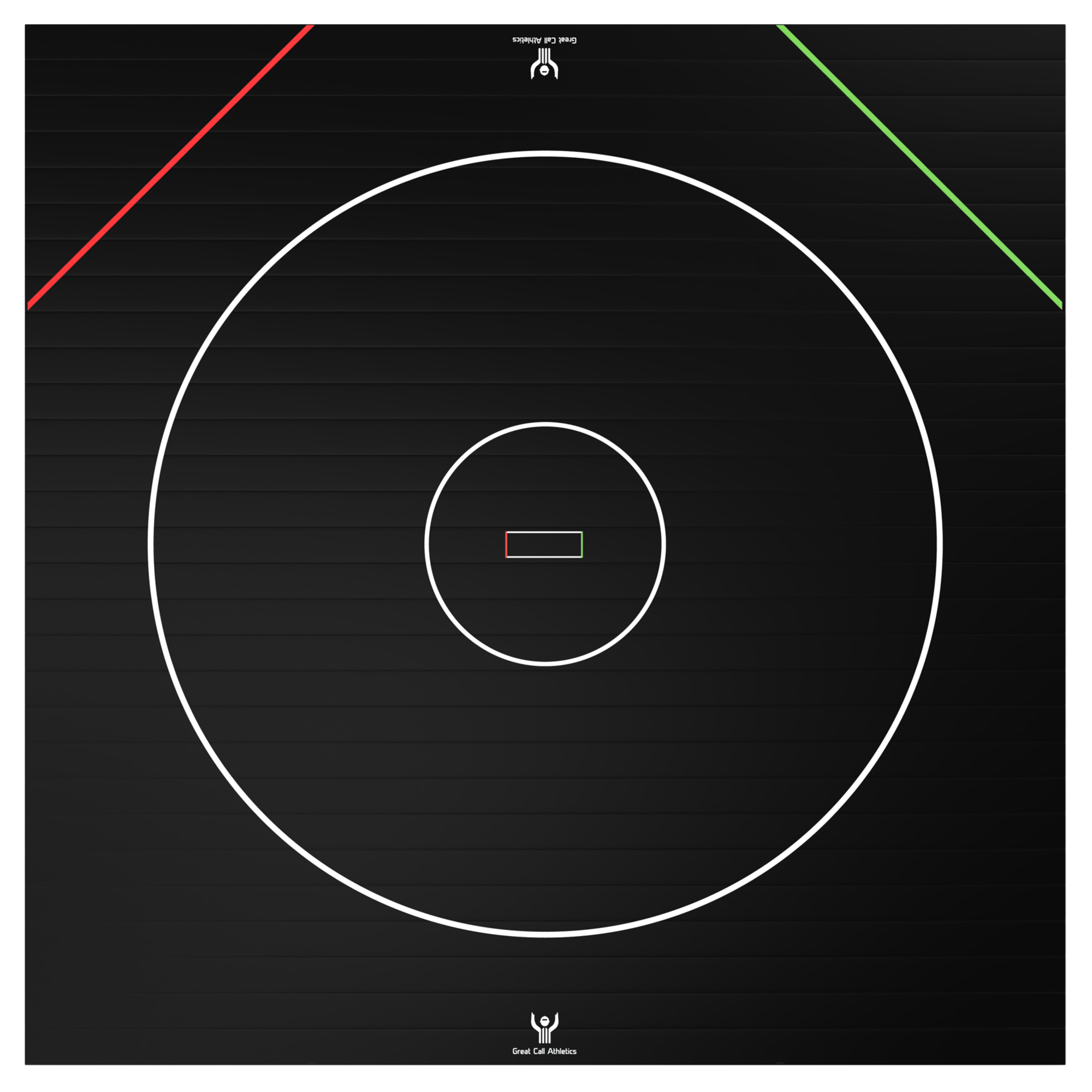 Great Call Athletics regulation wrestling mat with printed competition circle in a wrestling room